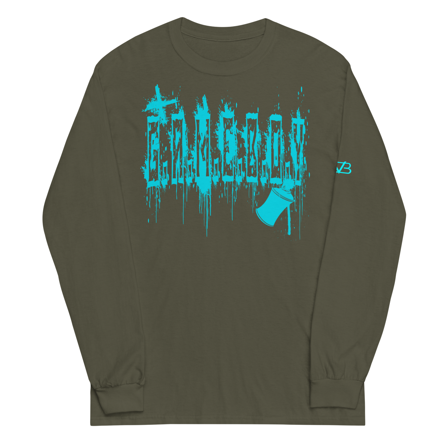 G.A.M.E.B.O.Y Graffiti Slogan Long Sleeve Tee TEAL