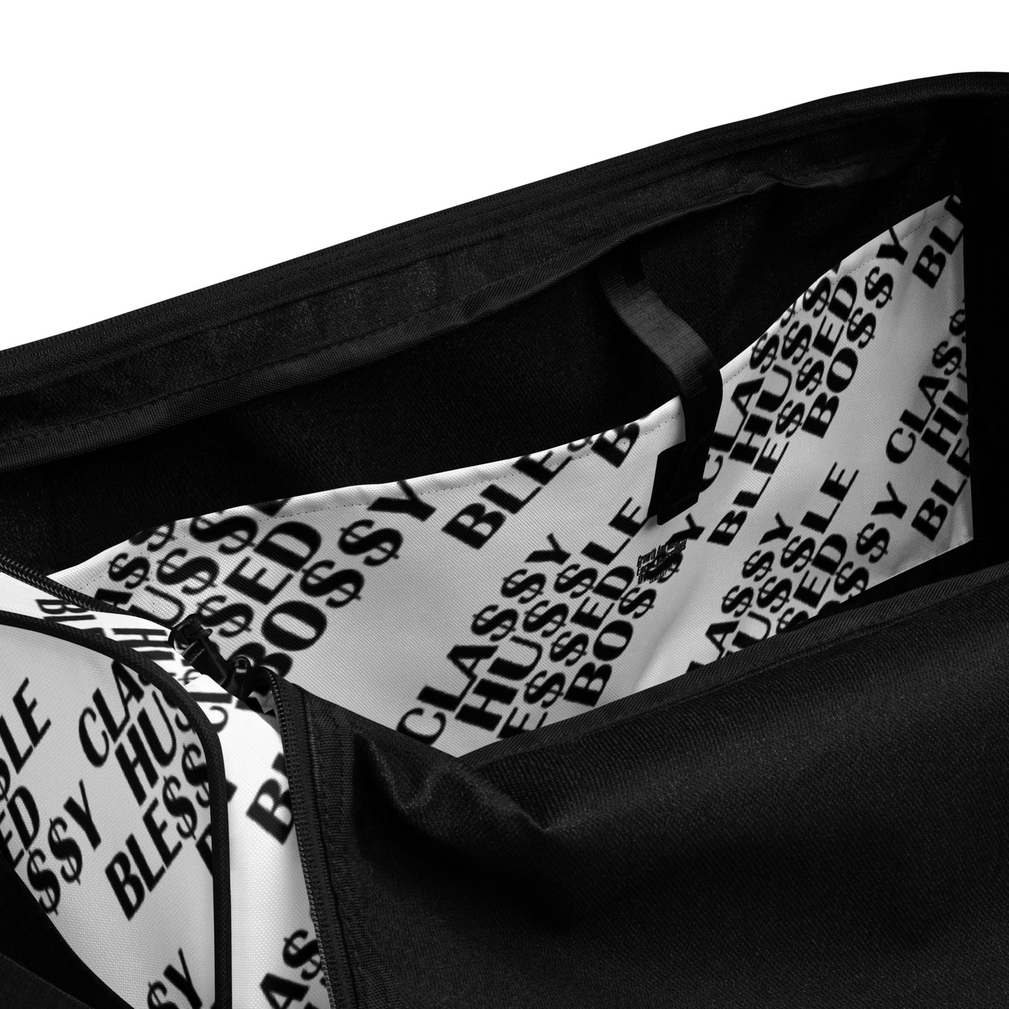 Classy Hussle Blessed Bossy Duffle Bag White