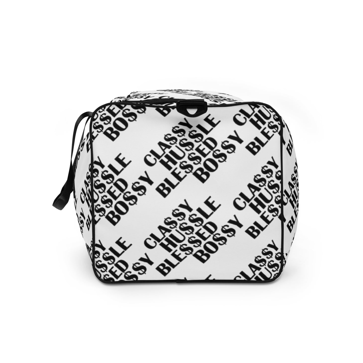 Classy Hussle Blessed Bossy Duffle Bag White