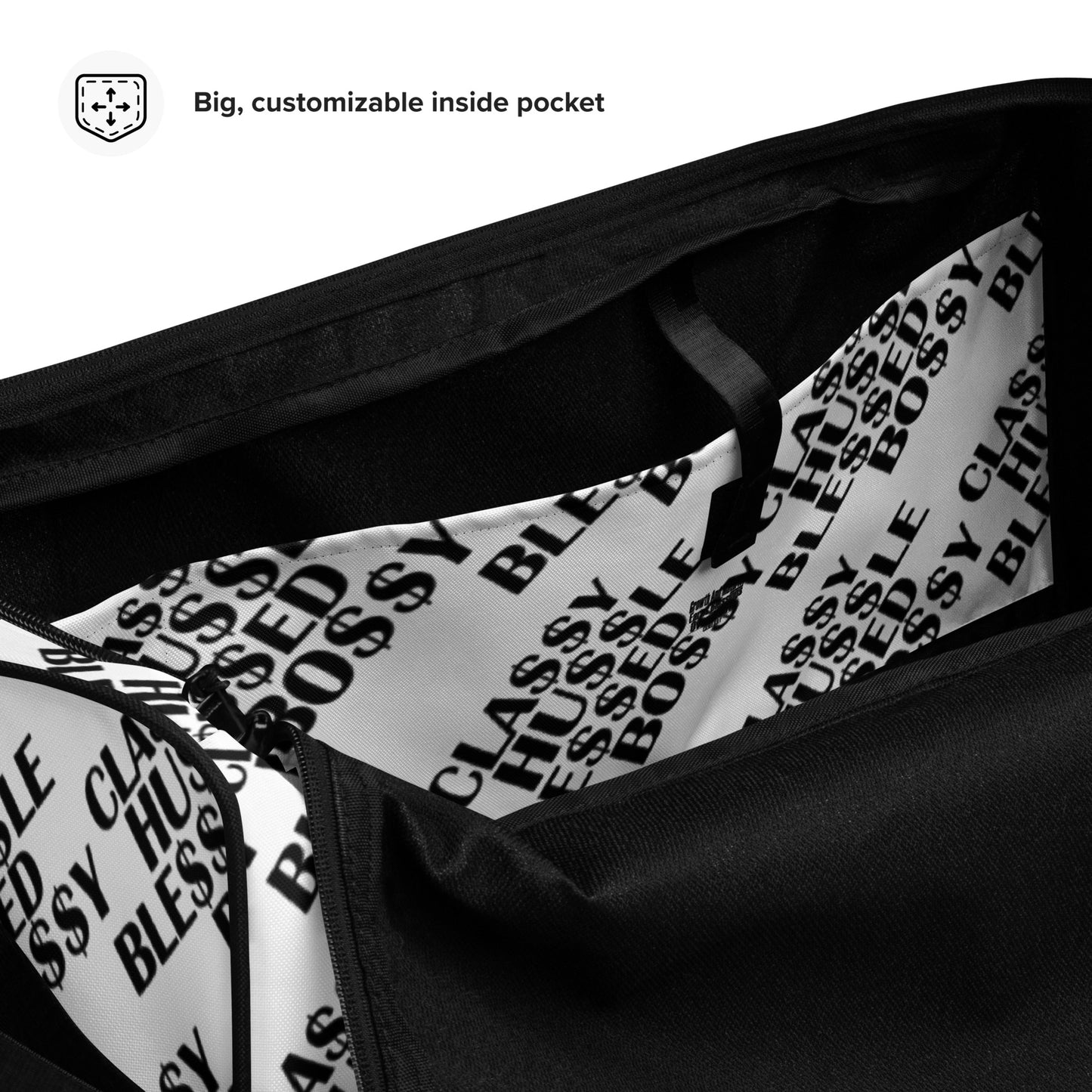 Classy Hussle Blessed Bossy Duffle Bag White