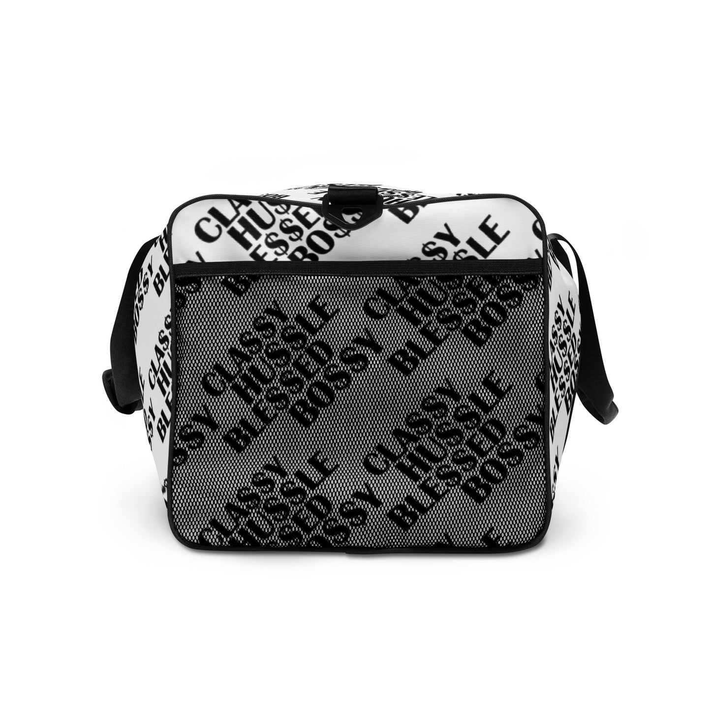 Classy Hussle Blessed Bossy Duffle Bag White