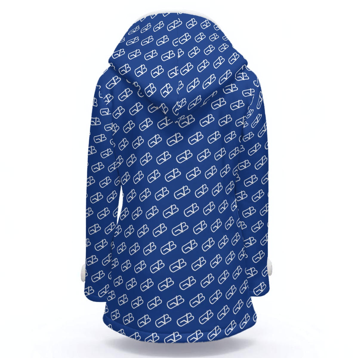 Hooded Double-Breasted Winter Coat Blue