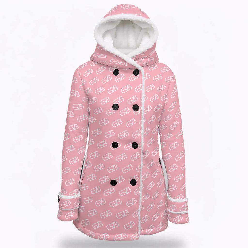 Hooded Double-Breasted Winter Coat Pink