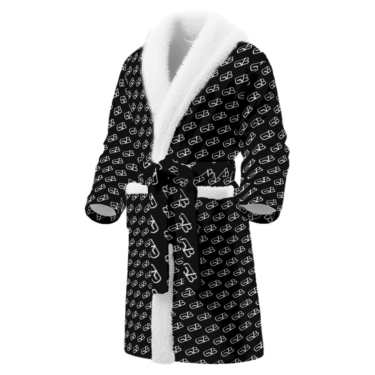 Bathrobe With Polyester Sherpa Black