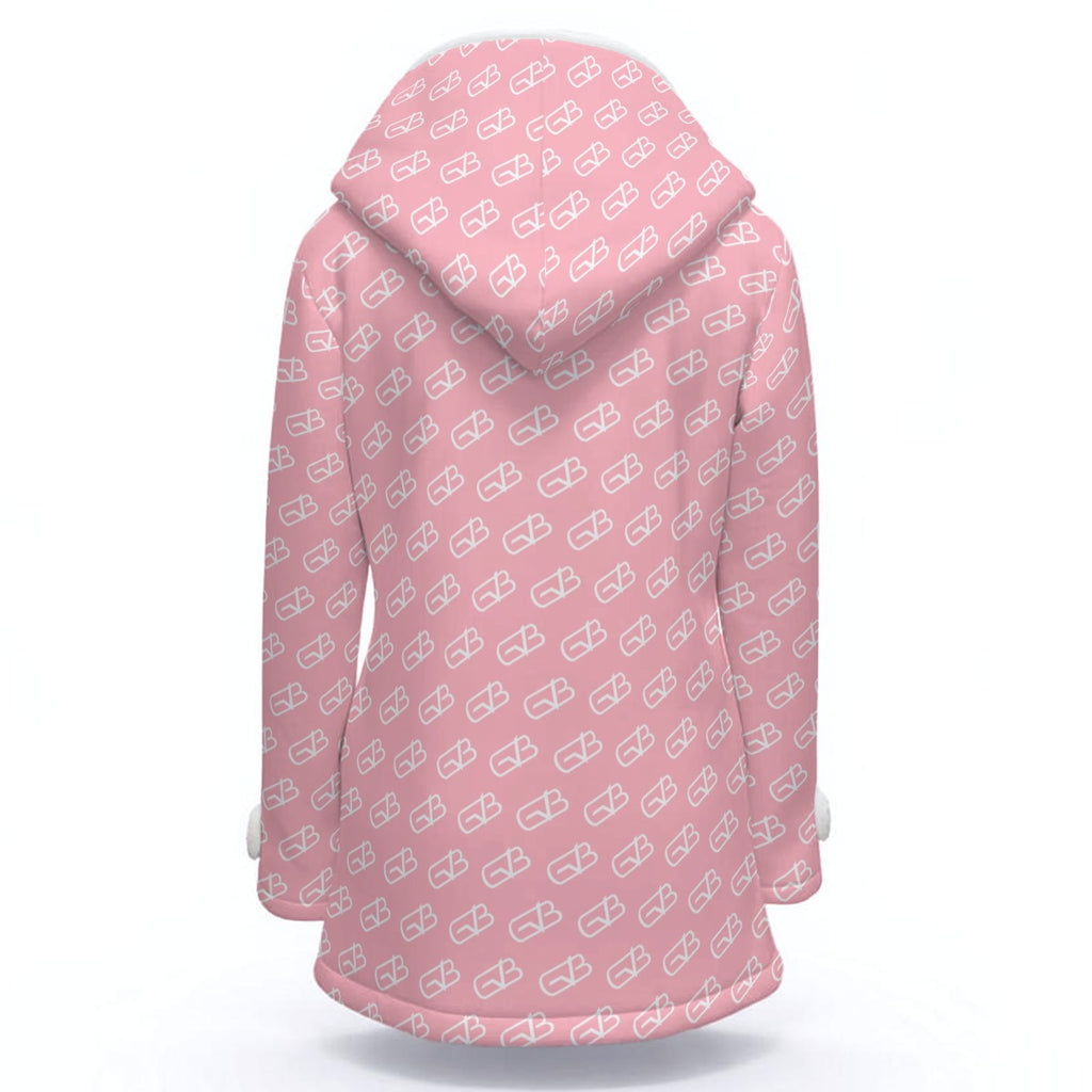 Hooded Double-Breasted Winter Coat Pink