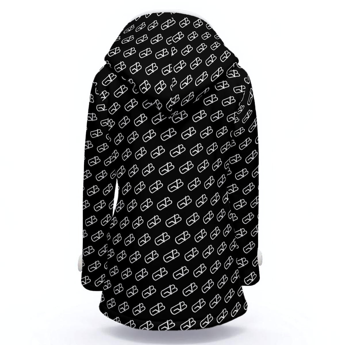 Hooded Double-Breasted Winter Coat Black