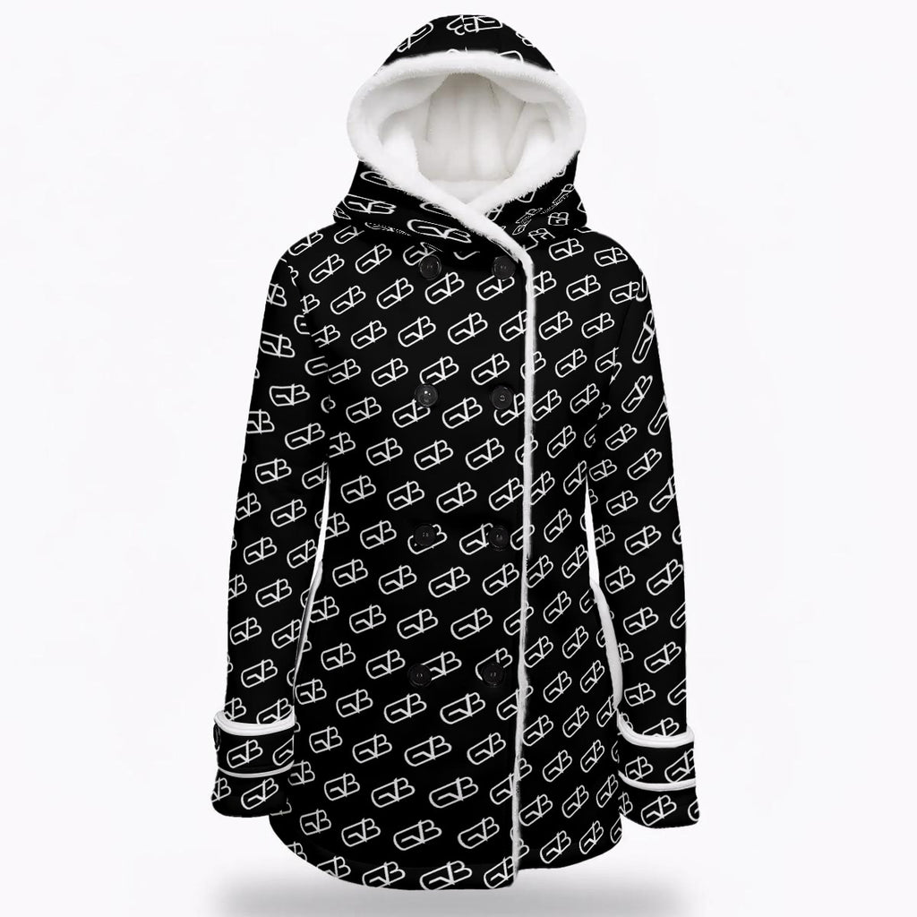 Hooded Double-Breasted Winter Coat Black