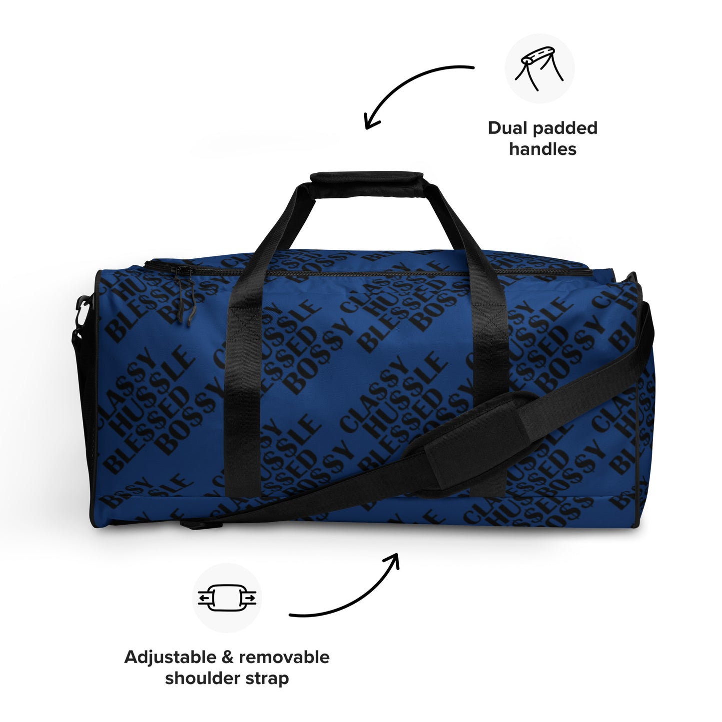 Classy Hussle Blessed Bossy Duffle Bag Blue